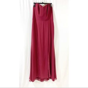 After six chiffon strapless gown